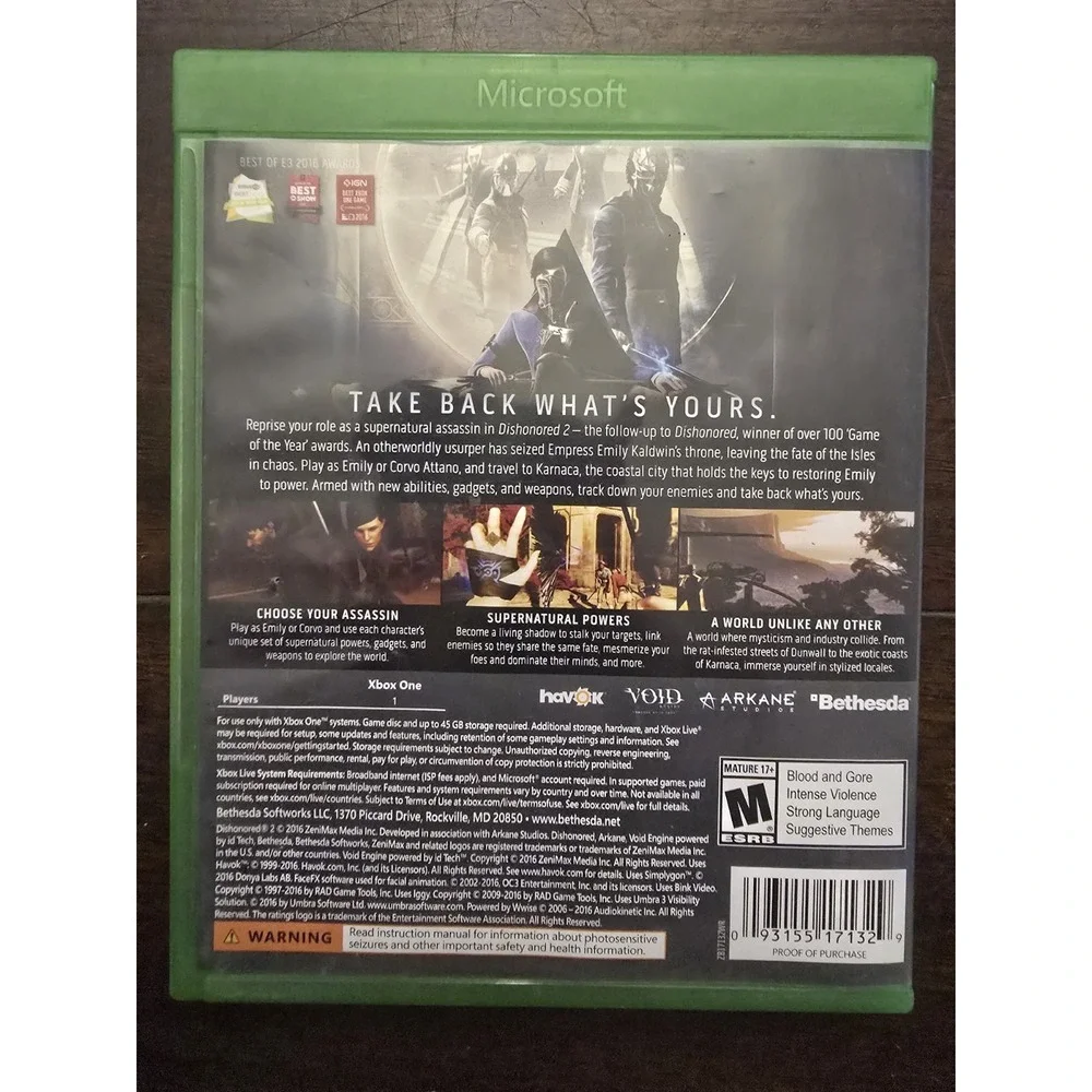 Dishonored 2: Limited Edition - Microsoft Xbox One TESTED‎